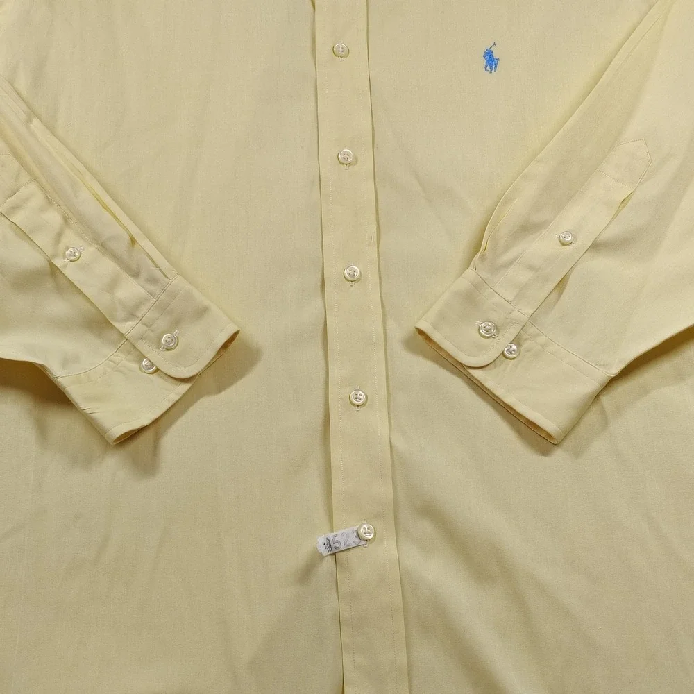 Ralph‎ Lauren Mens Yellow Button Down Shirt Classic Fit 17 32/33 Cotton